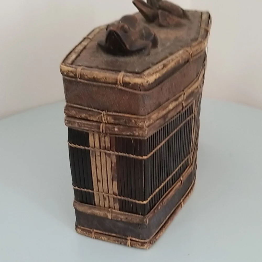 VTG Indonesian Lombok Basket Woven Bamboo Carved